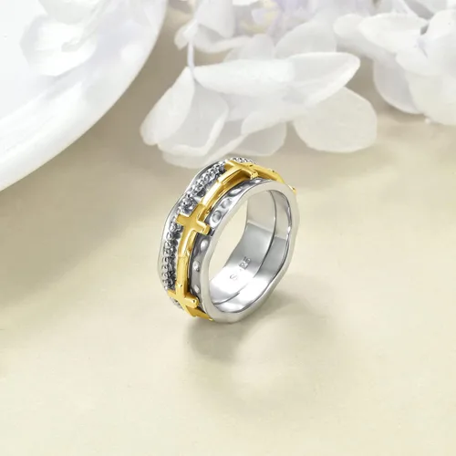 Miniatura 17 de VONALA Anillos giratorios de plata esterlina 925 con diseño de filigrana y girasol, cruz, piedra lunar, ágata musgo, anillos giratorios