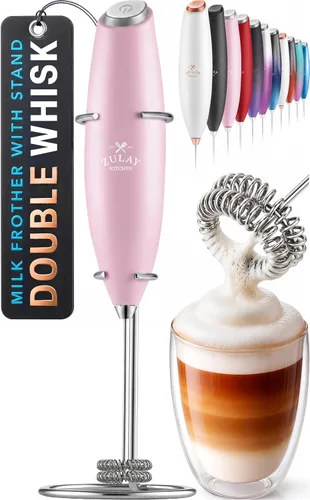 Miniatura 95 de Zulay - Batidor de bebidas potente y compacto de acero inoxidable para café, lattes, capuchino y matcha, operado a pilas, espumador de leche