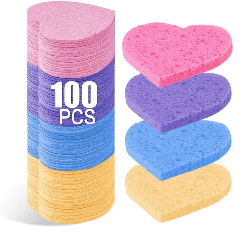 Miniatura 10 de 50 esponjas faciales comprimidas, esponja facial de celulosa 100% natural, esponjas cosméticas profesionales de spa para limpieza facial, mascarilla