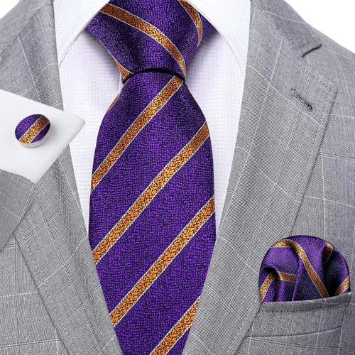 Miniatura 208 de Barry.Wang Juego de corbatas para hombre, corbata de seda a rayas, tejido a cuadros, gemelos formales, negocios, boda