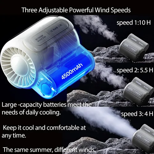 Miniatura 4 de fuliying Ventilador de cintura portátil recargable – Batería de 4500 mAh dura 10 horas, ventilador personal de clip de 3 velocidades, mini