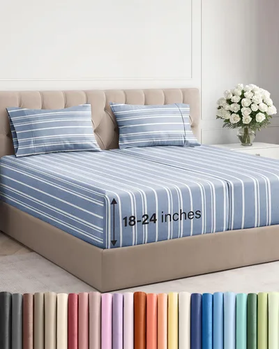 Miniatura 164 de Sábanas King divididas con bolsillos extra profundos, sábanas transpirables y refrescantes de 5 piezas, sábanas de lujo para hotel, suaves, sin 22