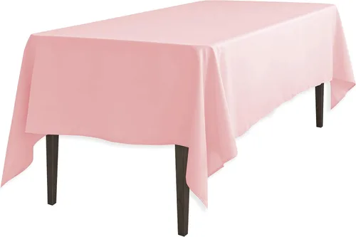 Miniatura 11 de Linenlanding Mantel rectangular de 60 x 102 pulgadas para mesa circular para bodas, mesas de bufé, fiestas, cenas de vacaciones (1, azul bebé)