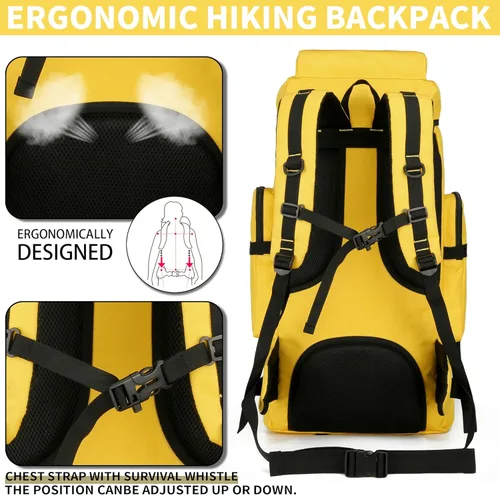 Miniatura 4 de Mochila de senderismo W WINTMING para hombres 70L/100L, mochila de campamento, mochila militar Molle, paquete de asalto de 3 días para escalada