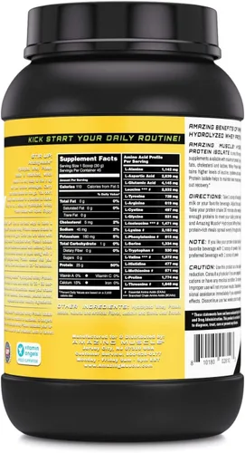 Miniatura 3 de Amazing Muscle Aislado de proteína de suero hidrolizado 0.88 onzas Suplemento en polvo Sin OMG Fabricado en Estados Unidos