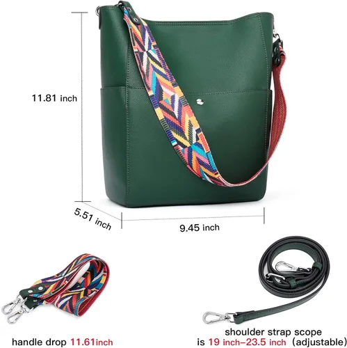 Miniatura 3 de BROMEN Bolsa Hobo para mujer, diseñada con cuero vegano, de hombro, bandolera