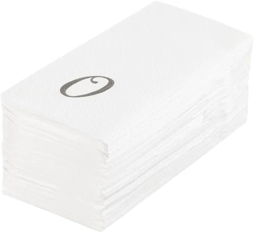 Miniatura 106 de Luxenap Toallas de invitado de tacto de lino de 15.8 X 7.9 pulgadas, 50 toallas de mano rayadas desechables - Letra dorada "S", fuente cursiva