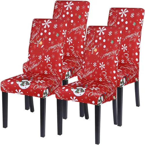 Miniatura 17 de SearchI Juego de 4 fundas para sillas de comedor, elásticas con estampado floral, fundas deslizables para sillas Parsons de spandex, removibles