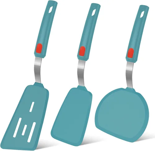 Miniatura 10 de Beijiyi - Juego de 3 espátulas de silicona resistentes al calor de 600 °F para utensilios de cocina antiadherentes, utensilios de cocina grandes