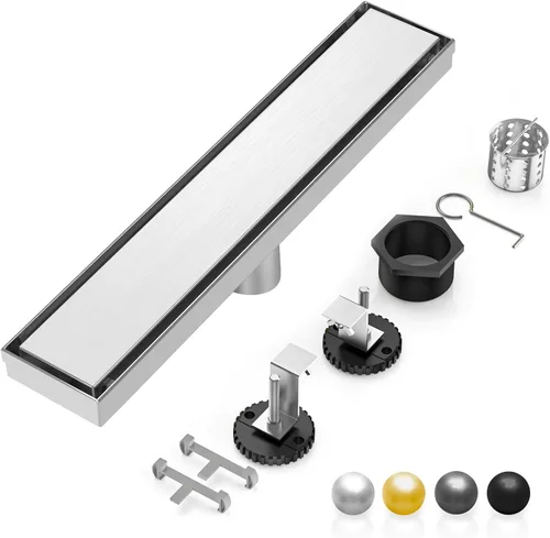 Miniatura 24 de DLONE Drenaje lineal de ducha Drenaje lineal de acero inoxidable AISI 304 de 36 pulgadas, desagüe de ducha negro mate con panel de inserción