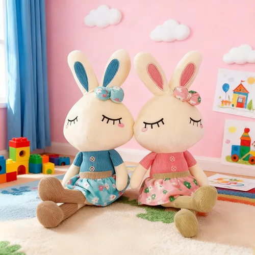 Miniatura 3 de Juego de 2 peluches de conejo de Pascua para niños, 18.3 pulgadas, juguetes de conejo grande, bonitos regalos de cumpleaños para niños y niñas, rosa