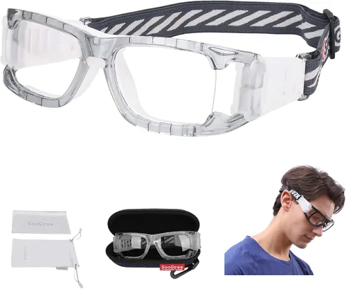 Miniatura 8 de SooGree Sports Glasses - Racquetball Goggles Basketball Football Eye Protective Almohadilla de nariz blanca con marco gris G8042