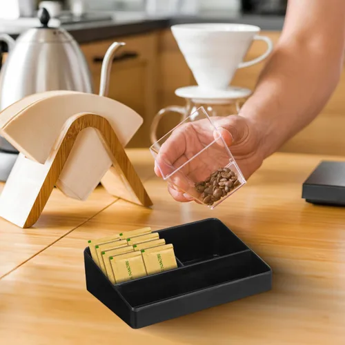 Miniatura 3 de Tofficu Organizador de bolsas de té de 3 compartimentos, pequeña caja de almacenamiento de té de plástico para cajón y encimera, soporte