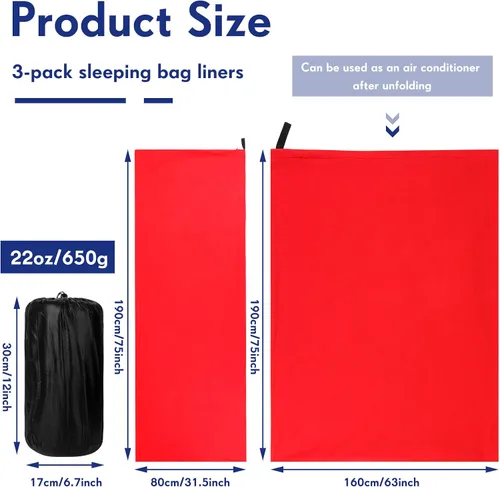 Miniatura 2 de Mixweer 3 piezas de forro polar para saco de dormir para adultos, clima cálido o frío, 75 pulgadas, añade 12 grados Fahrenheit más calor, forro