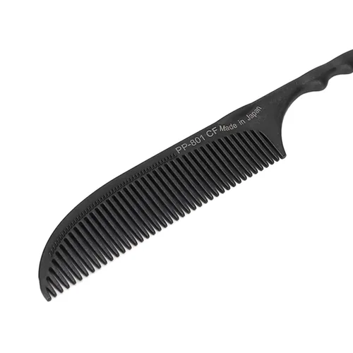 Miniatura 8 de BORDSTRACT Peine de cola de rata, dientes finos de fibra de carbono resistentes al calor, peines de presión para estilista (negro-01)
