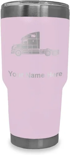 Miniatura 14 de LaserGram Taza aislada al vacío de 20 onzas, cabina de camión, grabado personalizado incluido (negro)