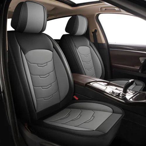 Miniatura 30 de Juego de fundas de asiento de automóvil para GMC Canyon 2015-2025, juego de fundas de asiento delantero de cuero con soporte lumbar, protector