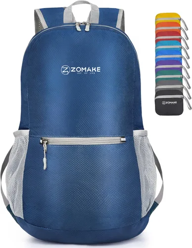 ZOMAKE Mochila ultra ligera y compactable Mochila de senderismo resistente al agua, Mochila pequeña Mochila de camping al aire libre plegable y Azul