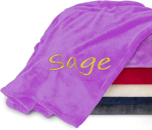 Miniatura 8 de Mantas personalizadas para adultos, manta personalizada con nombre bordado o monograma, funda de manta de forro polar suave para cama y sofá
