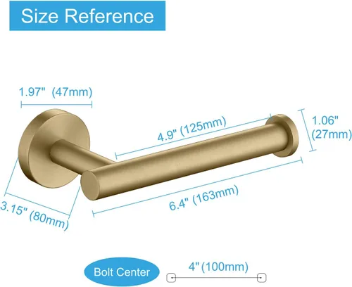 Miniatura 4 de TASTOS Portarrollos de papel higiénico dorado cepillado SUS304 de acero inoxidable, moderno soporte redondo para rollos de papel higiénico, soporte