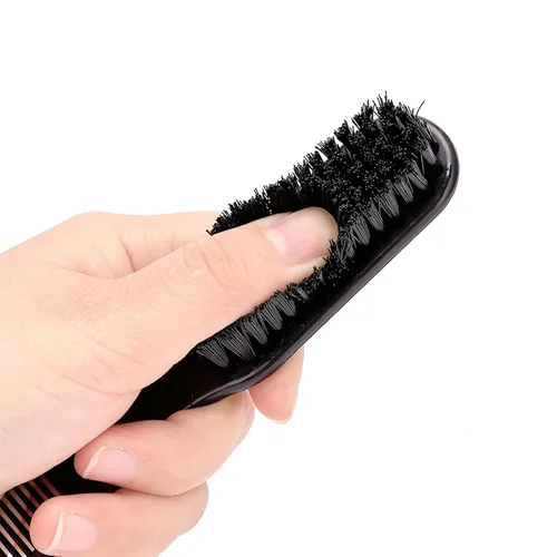 Miniatura 6 de Cepillo de plumero de cuello de peluquero Mango de madera con gancho para corte de cabello... (cepillo de cuello+cepillo de peine negro)