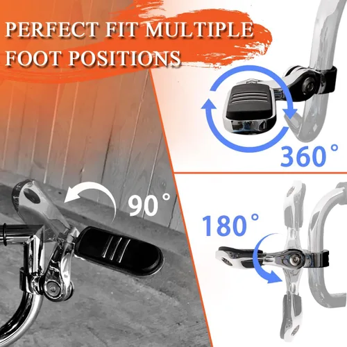 Miniatura 3 de FOVPLUE Estriberas de carretera de 1.25 pulgadas, estriberas ajustables en ángulo para motocicleta Harley Davidson Touring Road King Road Glide