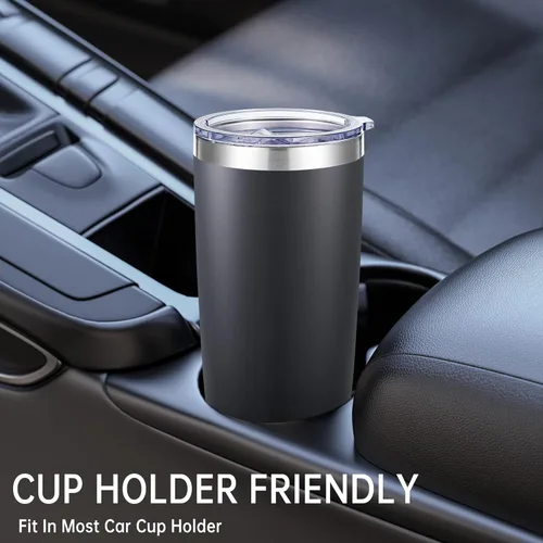 Miniatura 6 de Vasos Térmicos de 20 onzas de acero inoxidable a granel con tapa, doble pared aislada al vacío, taza de café de 20 onzas con recubrimiento en polvo