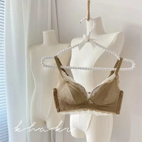 Miniatura 3 de QTMY Paquete de 5 perchas de ropa con lazo de perlas blancas para vestido de novia, ropa para camisa, brasier (5 unidades)