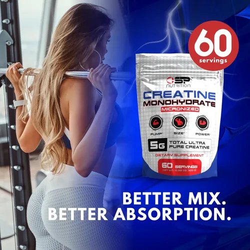 Miniatura 6 de Creatina de SP Nutrition - Monohidrato de creatina 100% pura Fuerza muscular, potencia y recuperación Fórmula de rendimiento antes y después