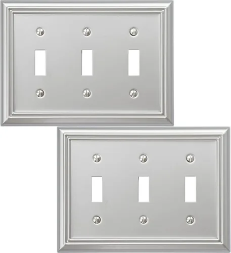 Miniatura 24 de OKAWYC Adler - Placa de pared metálica para interruptor de luz de palanca individual, paquete de 4 unidades de níquel cepillado de 1 banda, cubierta