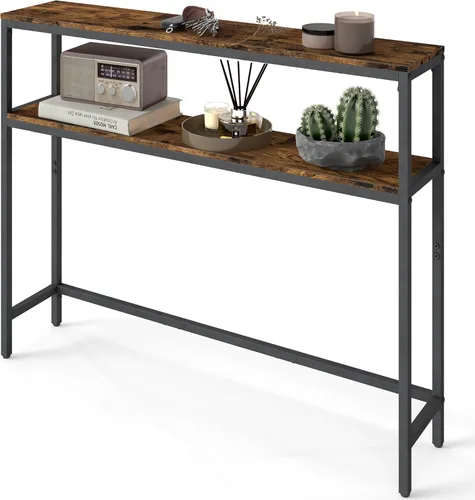Miniatura 8 de VASAGLE Mesa consola, mesa de sofá estrecha de 2 niveles con 2 estantes, 7.9 x 31.5 x 31.5 pulgadas, para sala de estar, pasillo, entrada, gris