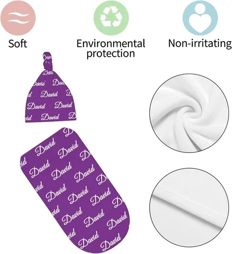 Miniatura 4 de Manta de bebé personalizada y sombrero con nombre – Mantas coloridas para bebés, manta suave personalizada para recién nacidos, regalos