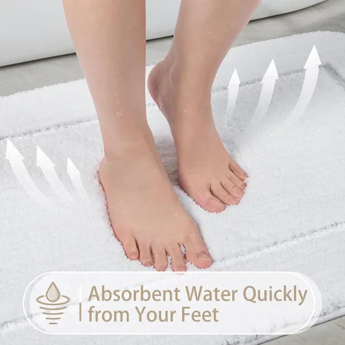 Miniatura 3 de LOCHAS Juego de Alfombras de Baño Beige, Juego de Alfombras de Baño Suaves de 2 Piezas, Tapete de Inodoro en Forma de U de 20x20 y Alfombras de Baño