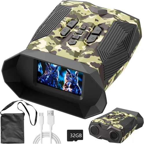 Miniatura 10 de Binoculares de visión nocturna para adultos con infrarrojos Gafas de visión nocturna digital con zoom de 20 × con fotos 4K, alcance de 984 pies