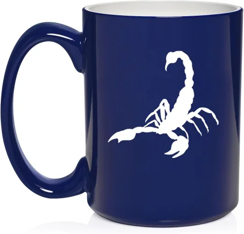 Miniatura 23 de Daylor Taza de café de cerámica Scorpion, regalo para ella, él, amigo, compañero de trabajo, esposa, esposo (11 onzas, azul)