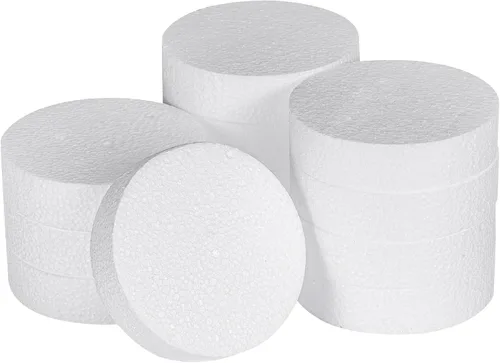Paquete de 12 círculos de espuma de 4 pulgadas para manualidades (1 pulgada de grosor), disco de espuma redondo de poliestireno para proyectos de
