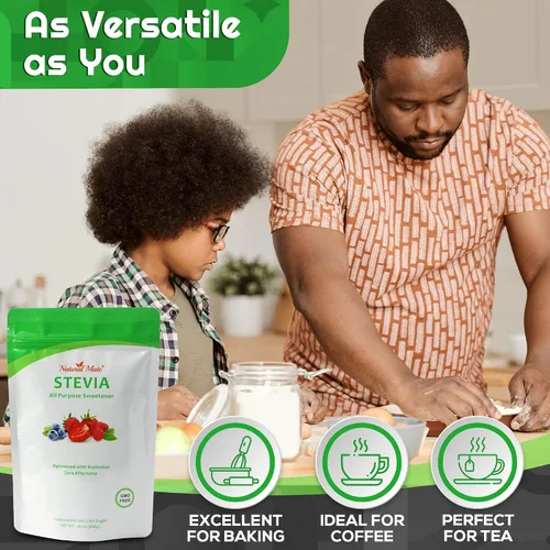 Miniatura 6 de Natural Mate Edulcorante sin calorías – Polvo granular orgánico de stevia mezclado con eritritol – Reemplazo de azúcar 2:1 para ceto, paleo, bajo IG
