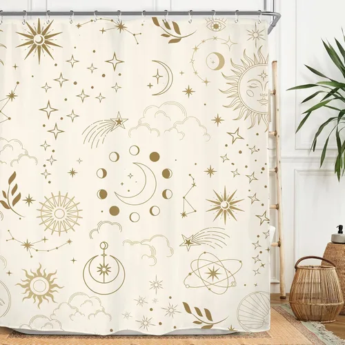 Miniatura 8 de Miyotaa - Juego de cortinas de ducha con fase lunar celestial, diseño de luna iluminada, gótico, zodiacal, astrología, tarot, bruja, de poliéster