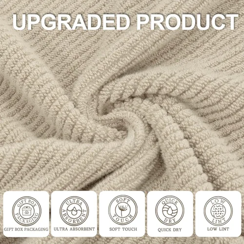 Miniatura 311 de VOOVA & MOVAS Toallas de mano blancas - 100% algodón Ligeras Gruesas Secado rápido Suaves Absorbentes, paquete de 4 piezas grandes de 18