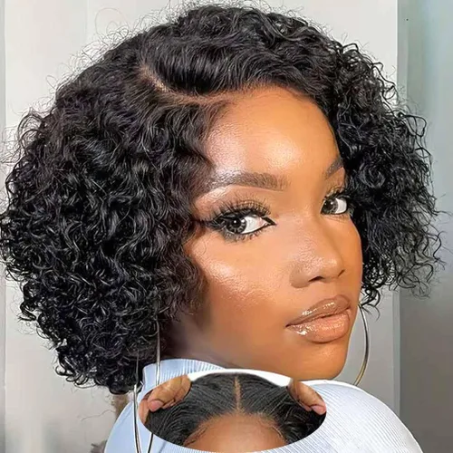 Srakuw Wear and Go - Pelucas de cabello humano sin pegamento, precortadas con encaje frontal, pelucas para mujeres negras, sin pegamento, onda de