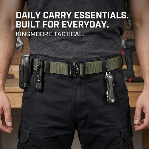 Miniatura 4 de KingMoore - Cinturón táctico para hombre, resistente, ajustable, estilo militar, de nailon con hebilla de metal