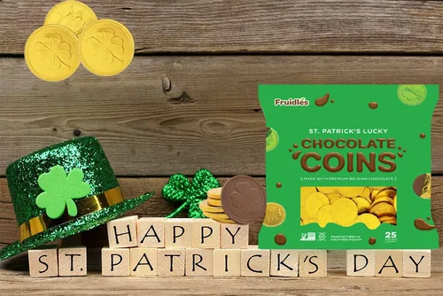Miniatura 4 de The Dreidel Company Monedas de oro de chocolate con leche belga del día de San Patricio, sin nueces, lácteos certificados Kosher, caja de duende