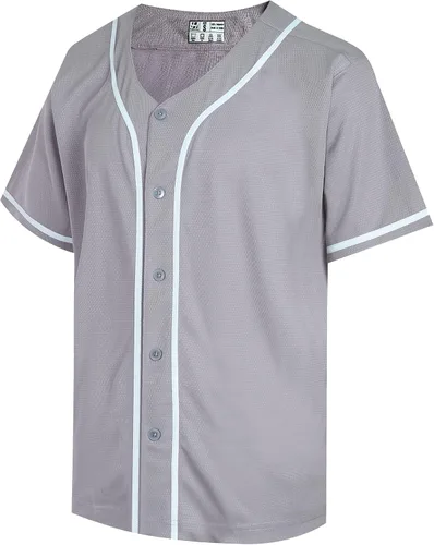 Miniatura 25 de Pullonsy Camiseta de béisbol en blanco para hombres y mujeres, camisas de manga corta con botones completos, hip hop, hipster, uniformes deportivos