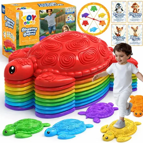 TOY Life 10 piezas de piedras de equilibrio de tortuga para niños, juguetes de interior y exterior para niños de 4 a 8 años, juguetes al aire libre
