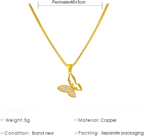 Miniatura 6 de IPMIDZHI Collares de mariposa chapados en forma de gargantilla con dije de diamante, regalo para el día de San Valentín, mujeres, adolescentes