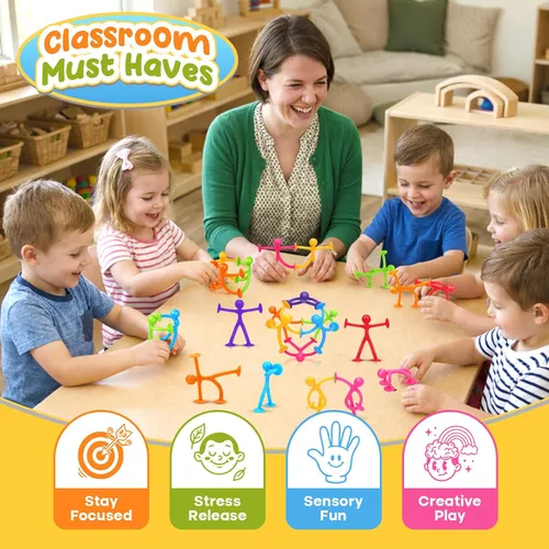 Miniatura 5 de OleOletOy Juguetes Fidget de Succión para Niños: Paquete de 21 Juguetes de Personas con Ventosa - Juguetes Fidget a Granel Juguetes de Caja