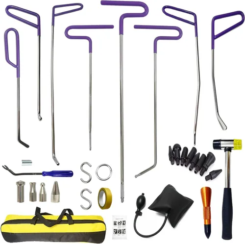 Kit de varillas para eliminación de abolladuras, 30 piezas de varillas de reparación de abolladuras sin pintura, acero especial de manganeso,