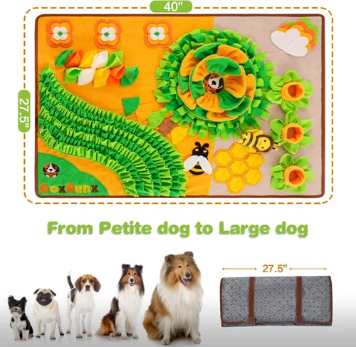 Miniatura 5 de Tapete de olfateo para perros de 40 x 27 pulgadas, tapete grande de alimentación para perros para olfatear la nariz, alimentador más lento, tapete