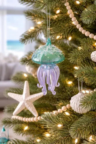 Miniatura 2 de Gallerie II Adorno colgante de cristal pequeño para árbol de Navidad de 5 pulgadas para todas las estaciones, versátil para verano, playa, casa