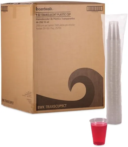 Miniatura 3 de Boardwalk BWKTRANSCUP9CT - Vasos fríos de plástico de polipropileno de 9 onzas - translúcidos (100 tazas/manga, 25 mangas/caja)